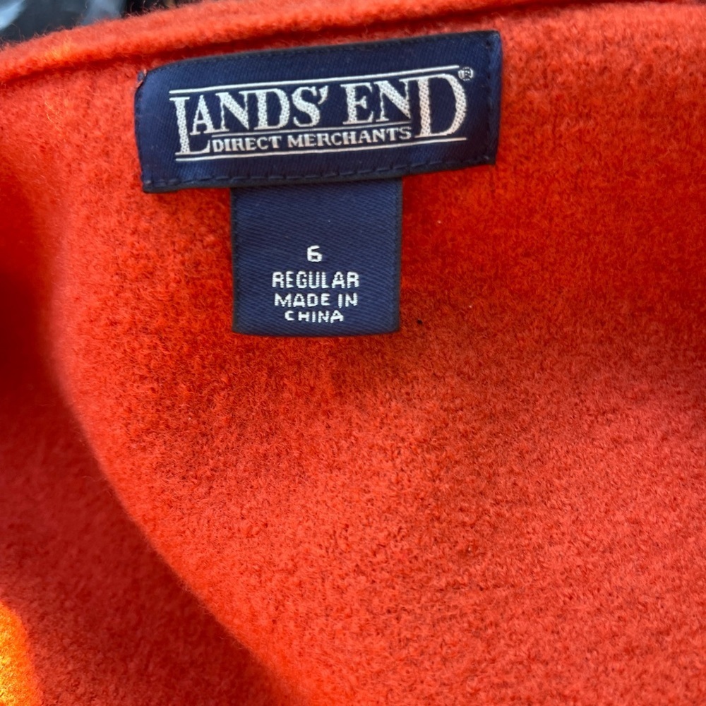 Lands' End Women's Orange Teddy Jacket 100% Wool - Picture 4 of 4